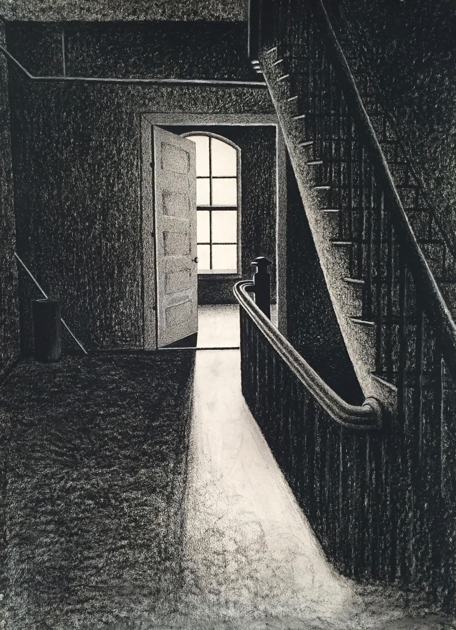 927x1280 Halgarten Hall In Winter Charcoal On Watercolor Paper, X