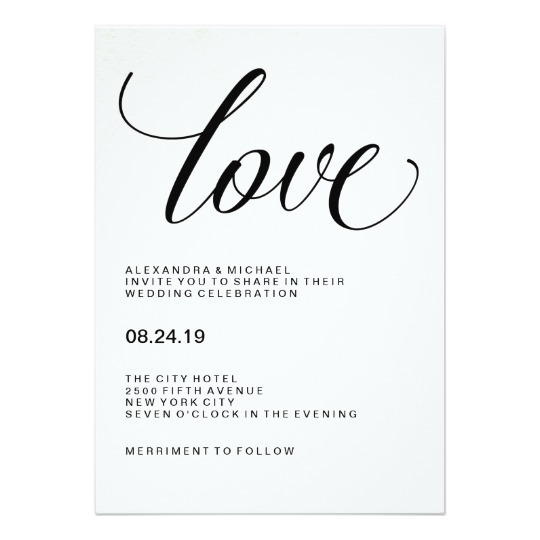 540x540 Love Wedding Typography On Watercolor Paper Invitation