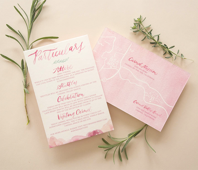 640x549 Pink Floral Watercolor Wedding Invitations