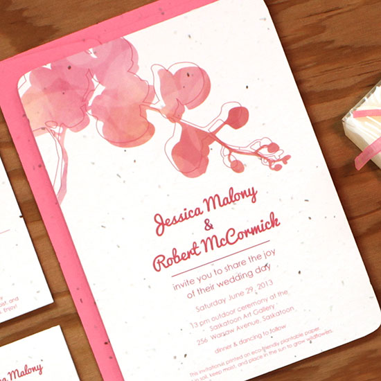 550x550 Plantable Watercolor Orchids Wedding Invitation Plantable