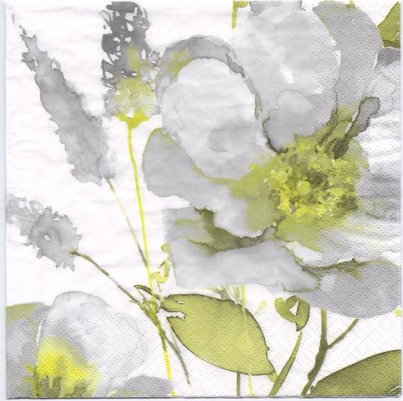 570x568 Decoupage Napkins Vintage Grand Rose In Watercolor Floral Etsy