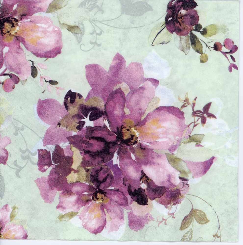 991x1000 Decoupage Paper Napkins Of Purple Roses In Watercolor