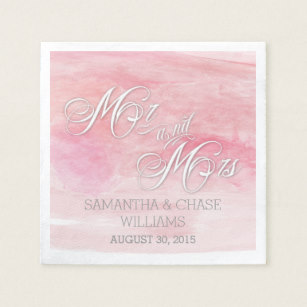 307x307 Modern Pink Watercolor Wedding Napkins Zazzle Ca