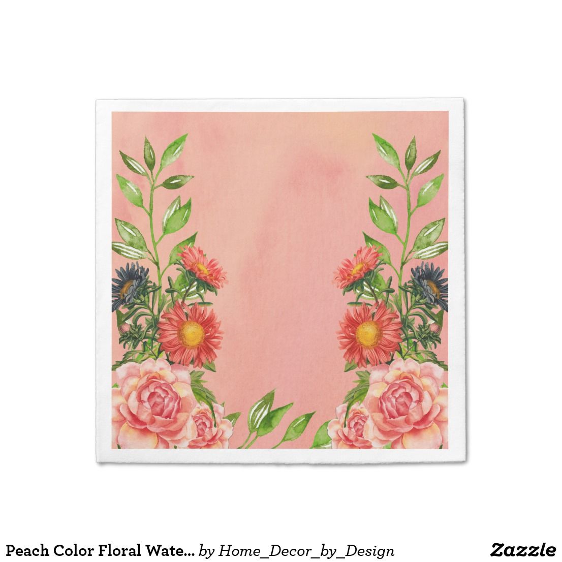 1106x1106 Peach Color Floral Watercolor Paper Napkin Paper Plates And