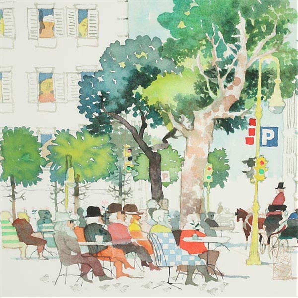 1200x1200 Don Kingman At The Park Watercolor