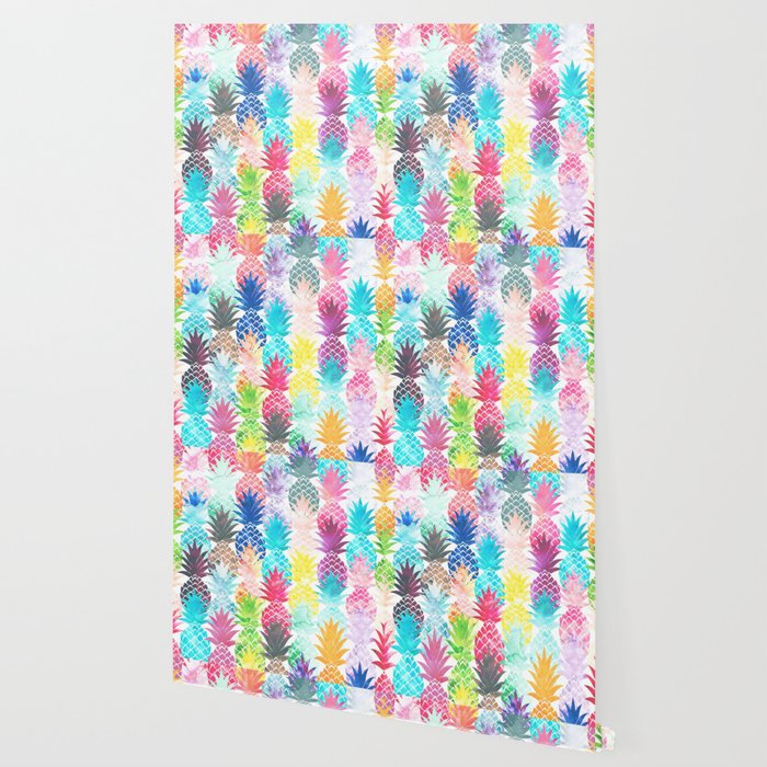 700x700 Hawaiian Pineapple Pattern Tropical Watercolor Wallpaper By
