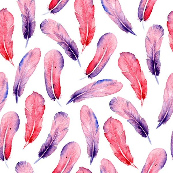 600x600 Lush Feathers Watercolor Pattern