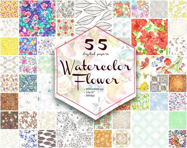 642x511 Sale Floral Print Digital Paper Watercolor Ethnic Pattern Etsy