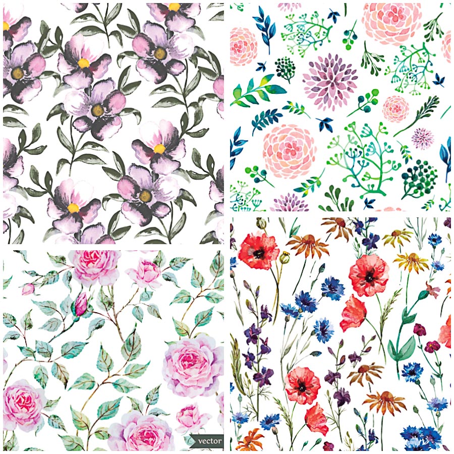 900x900 Watercolor Flower Pattern Vector Free Download