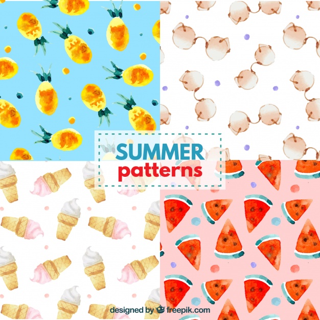 626x626 Watercolor Summer Patterns Vector Free Download