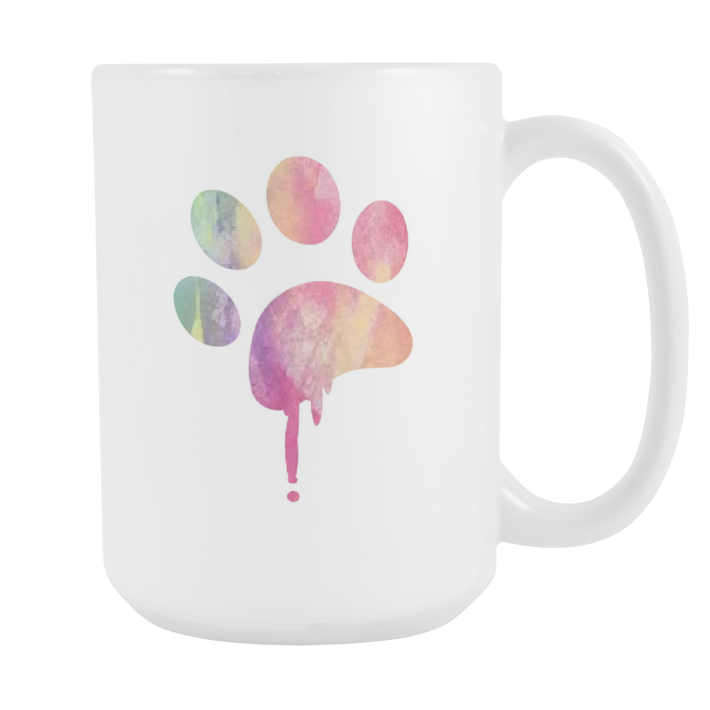1024x1024 Fresh Watercolor Paw Print Coffee Mug 15 Oz. Swanky Bazaar