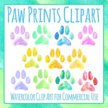 350x350 Handpainted Watercolor Dogs Paw Prints Pets Clip Art For