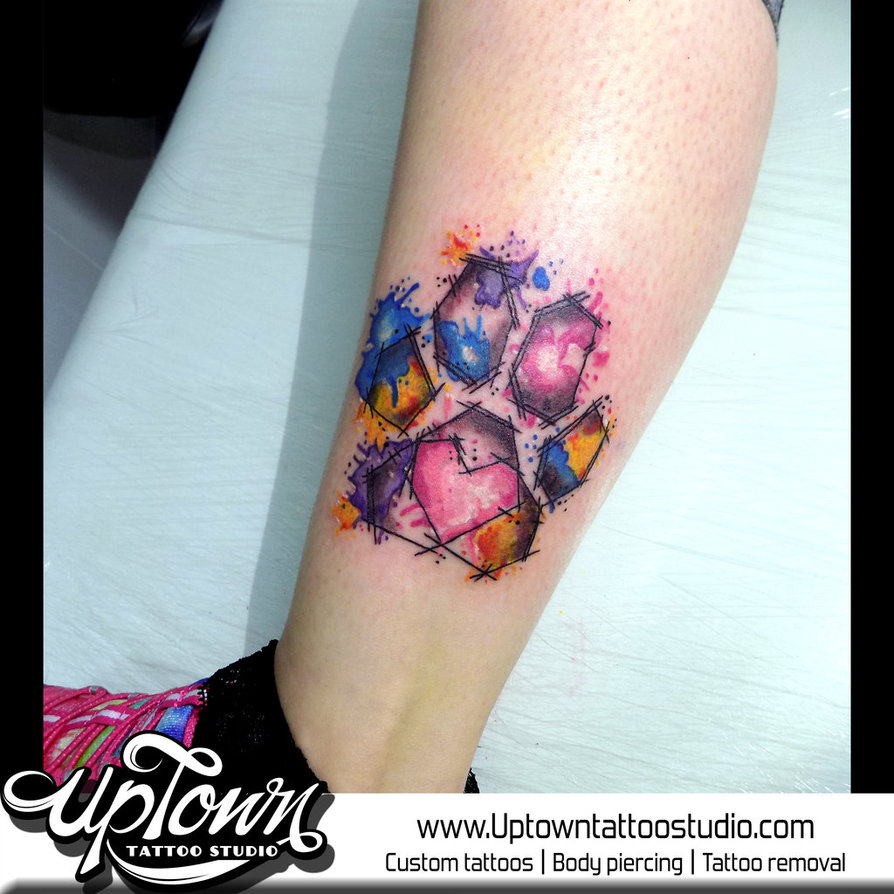 894x894 Water Colour Paw Print By Uptowntattoostudio
