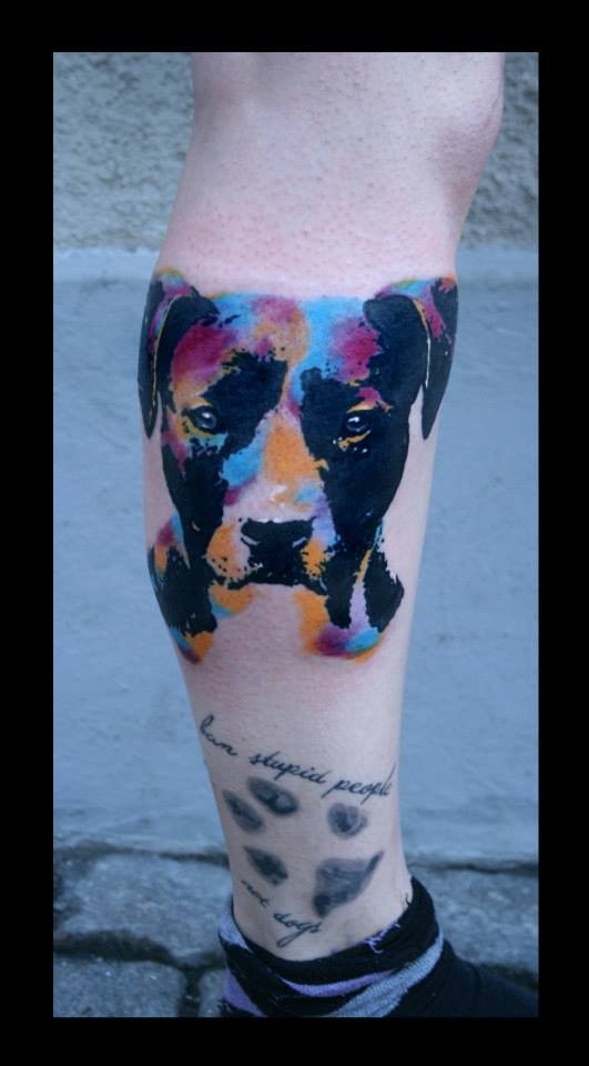 531x960 Watercolor Portrait Of A Dog And Paw Print Tattoo