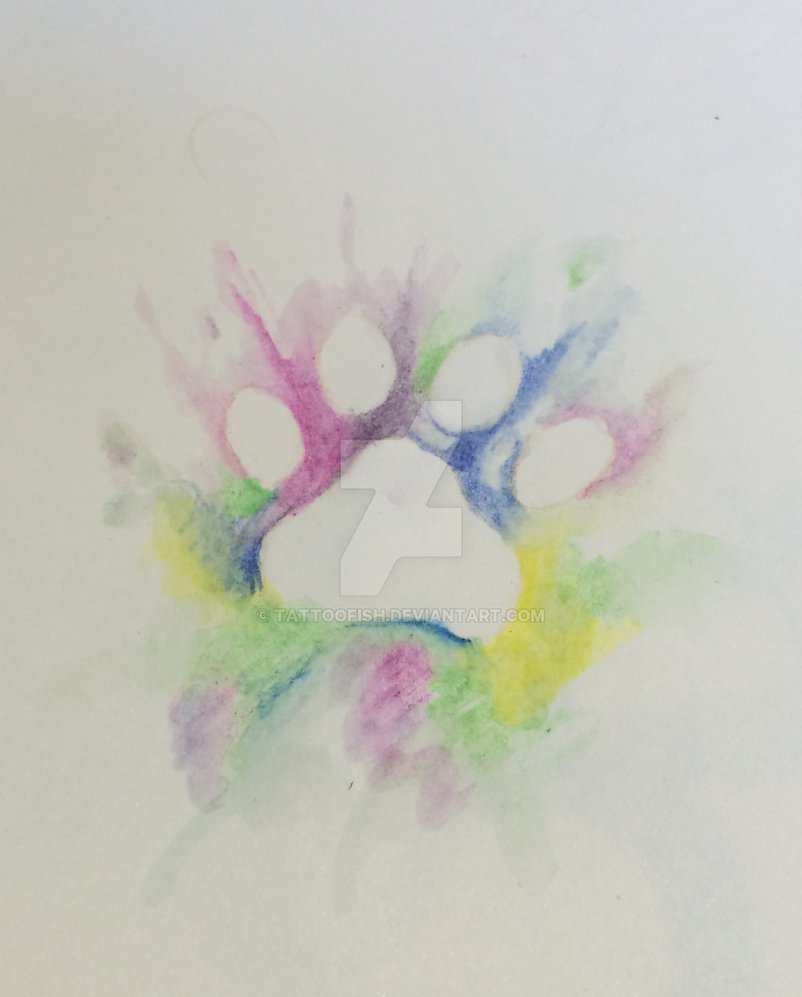 802x997 Watercolour Paw Print By Tattoofish