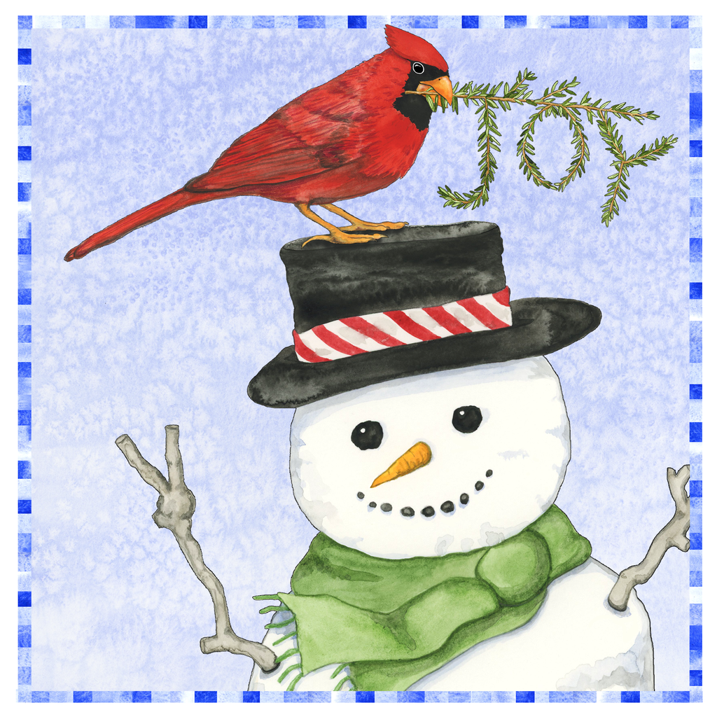 1024x1024 Peace Snowman Watercolor Art Tile Painted Turtle Illustration