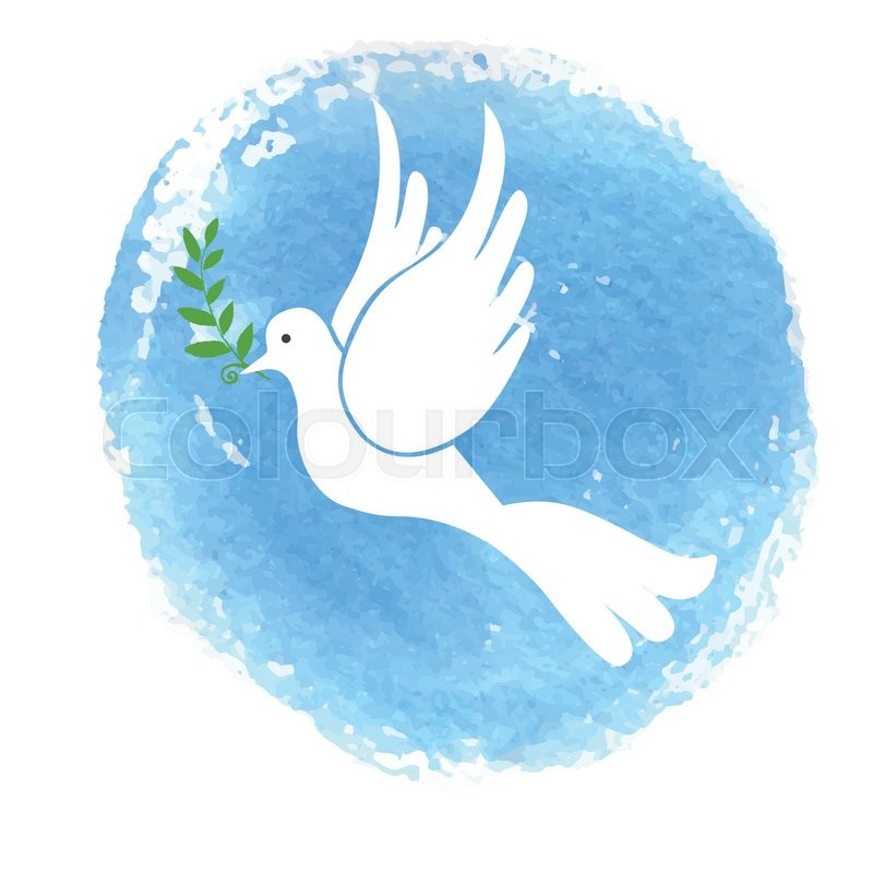 800x800 Peace Day. White Pigeon Bird Watercolor Blue Sky Texture