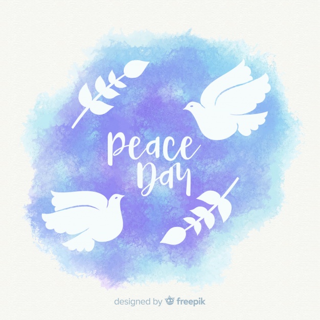 626x626 Watercolor Peace Day Composition With Lovely Dove Vector Free