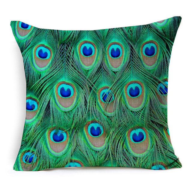 640x640 Online Shop Watercolor Peacock Feather Cushion Cover 3d Stereo