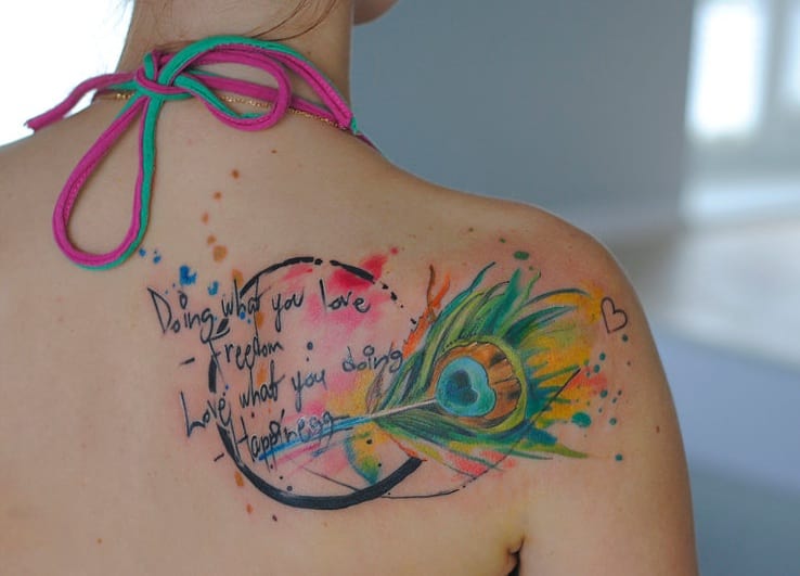 738x531 Peacock Feather Tattoo Colorful