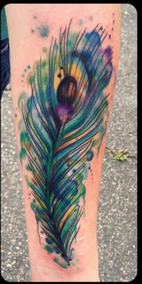 473x947 Watercolor Peacock Feather Tattoos Watercolor
