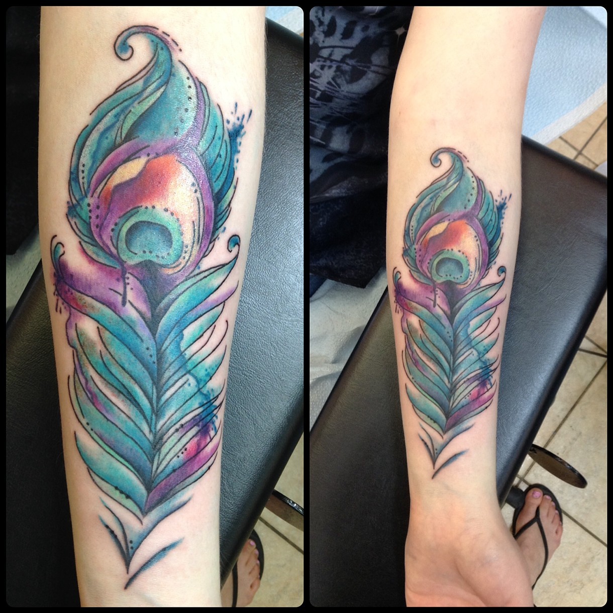 Watercolor Peacock Feather Tattoo at GetDrawings | Free download