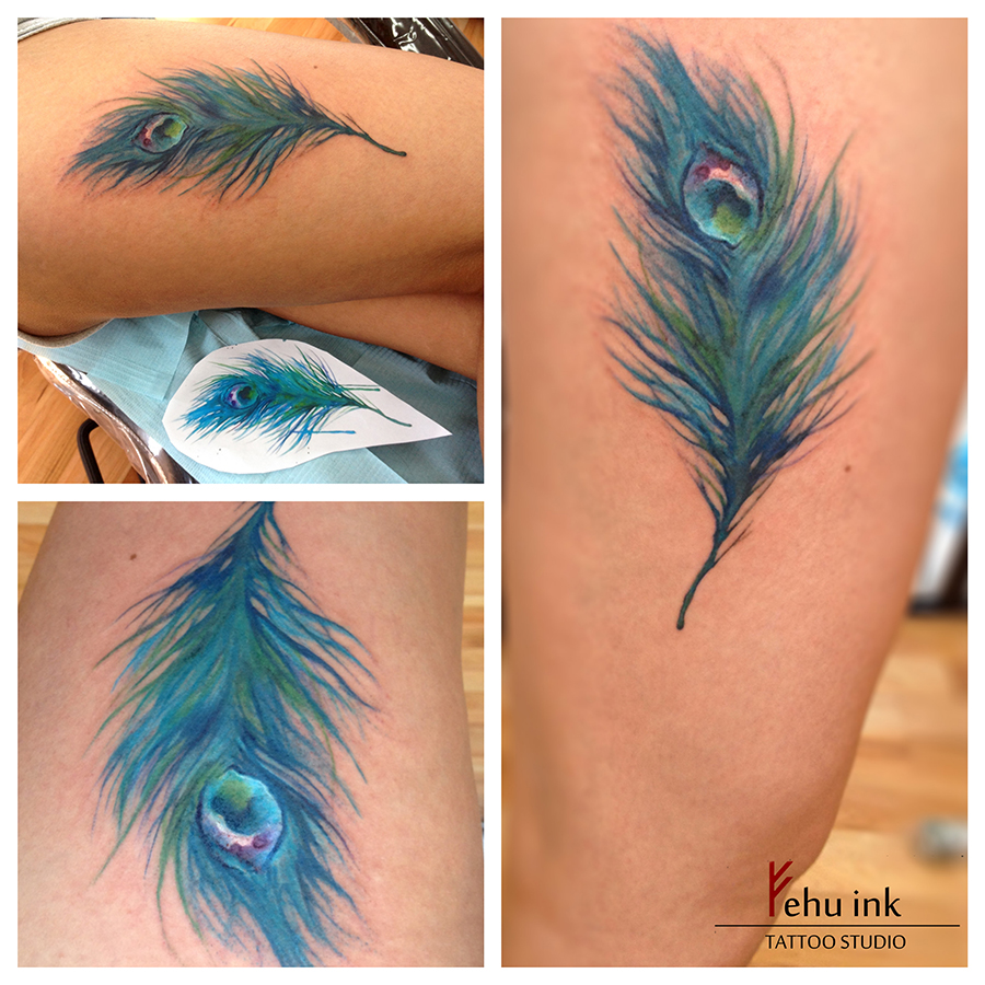 900x900 Watercolor Peacock Feather By Ellegottzi