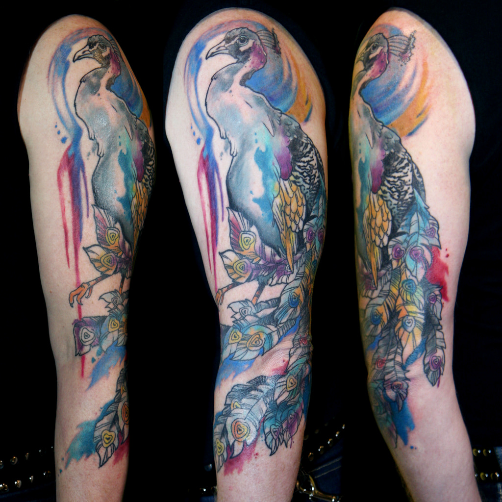 1024x1024 Watercolor Peacock Sleeve Deanna Wardin