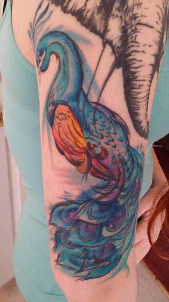 540x960 Watercolor Peacock Tattoo By Dayblush