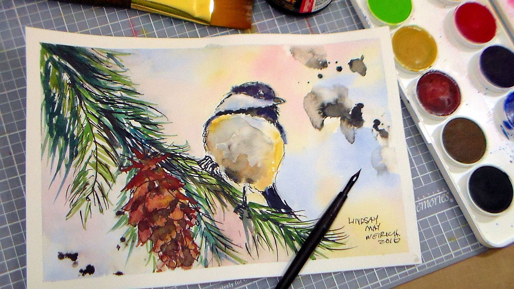 1696x954 How To Paint A Chickadee In Pen Amp Ink And Watercolor Full Tutorial