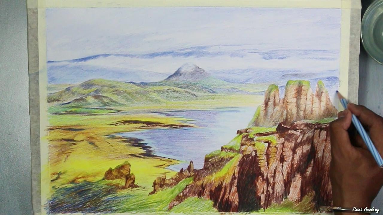 1280x720 How To Paint A Mountain Landscape In Watercolor Pencil