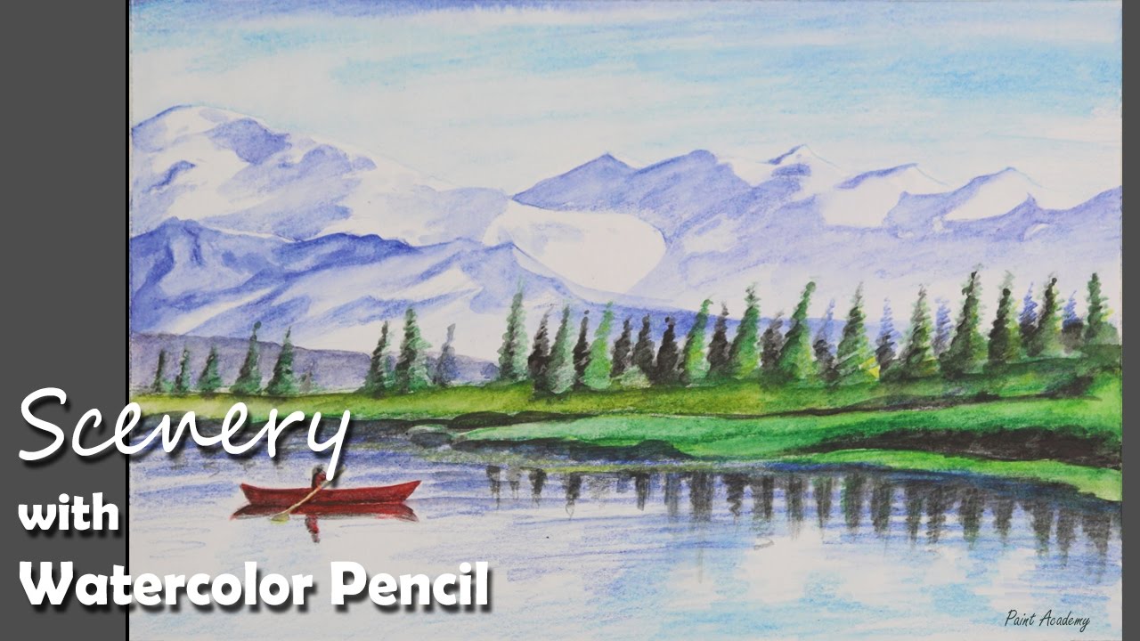 1280x720 How To Paint A Mountain Scenery With Watercolor Pencil