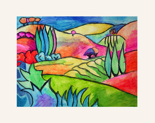 500x395 Watercolor Pencil Landscape Layering, For More Beautiful