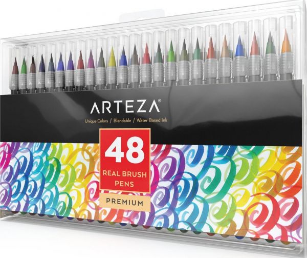 600x503 Souq Brush Pens Watercolor Markers, Flexible Tip, 48 Colors Set