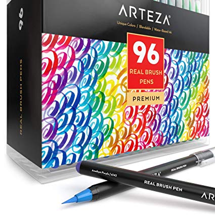 425x425 Arteza Real Brush Pens, 96 Paint Markers With Flexible