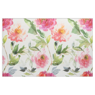 307x307 Watercolor Peony Fabric Zazzle.co.uk