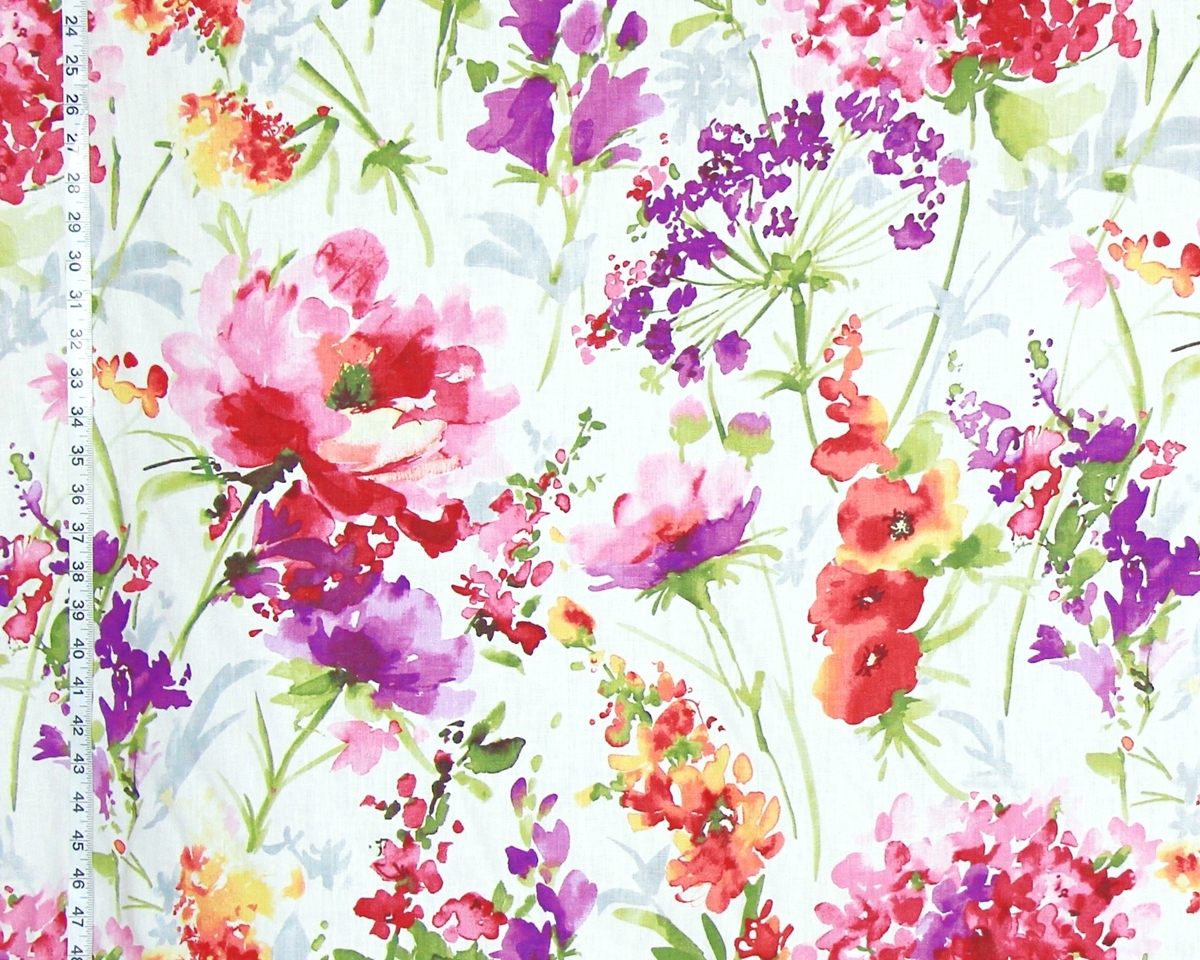 1200x960 Flower Garden Fabric Pink Peony Purple Orange Watercolor Floral