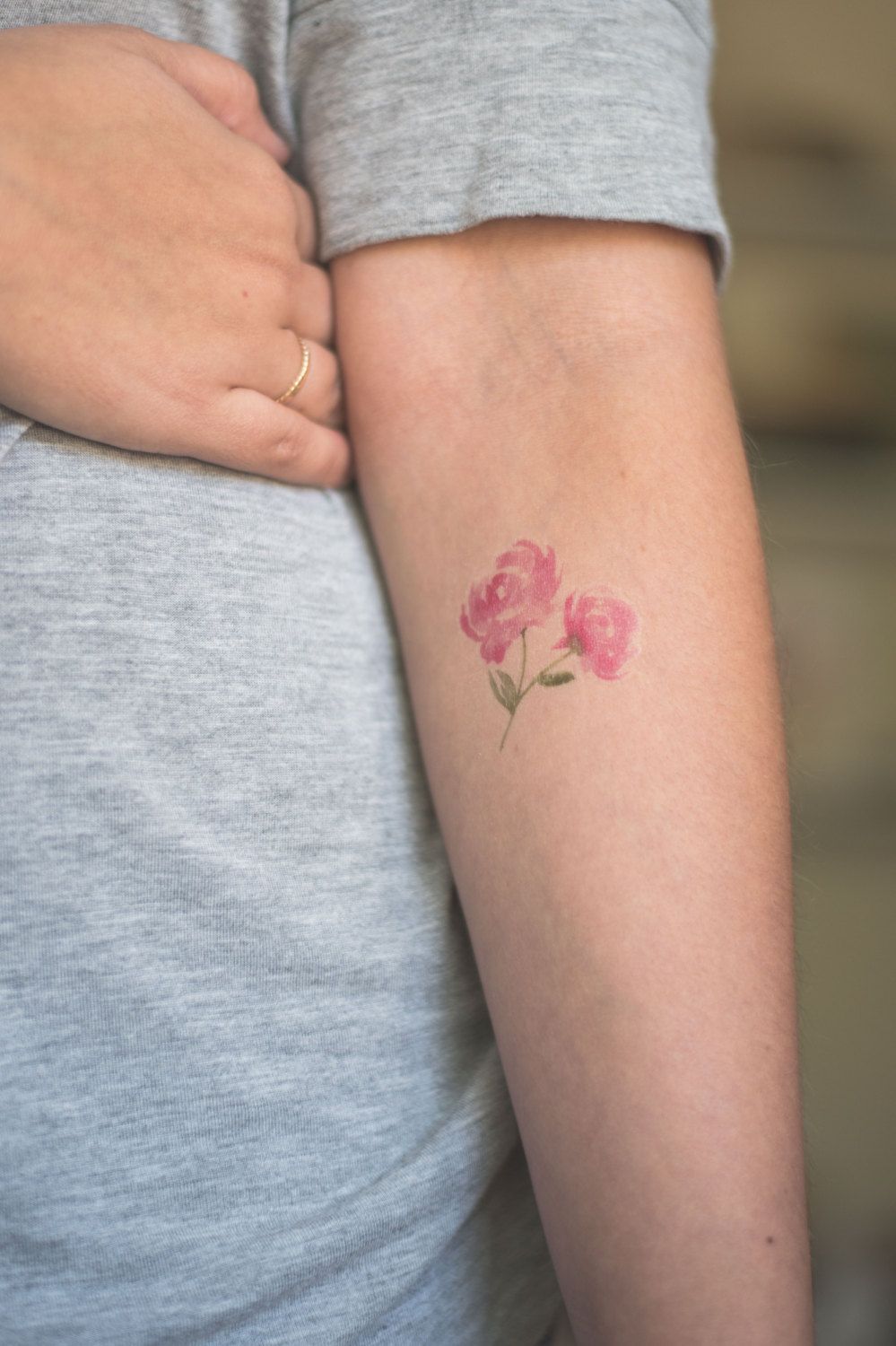 999x1500 Watercolor Peony Temporary Tattoo Single By Magnoliatreepaperie