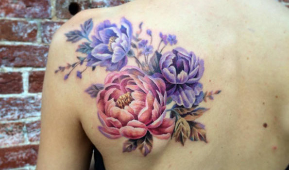 595x351 Gorgeous Peony Tattoos That Are More Beautiful Than Roses