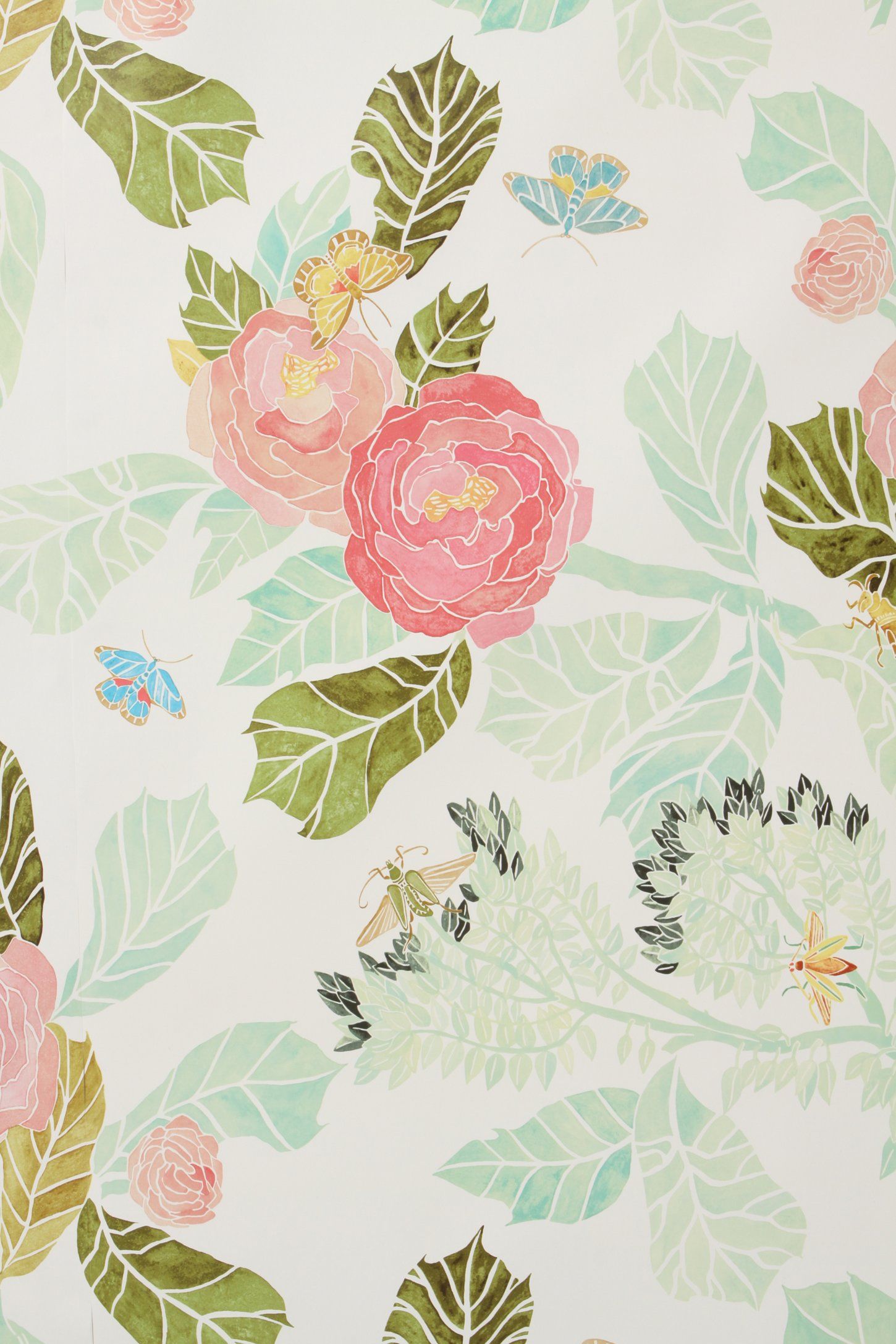 1450x2175 Watercolor Flora Wallpaper Brika Spring Big Girl