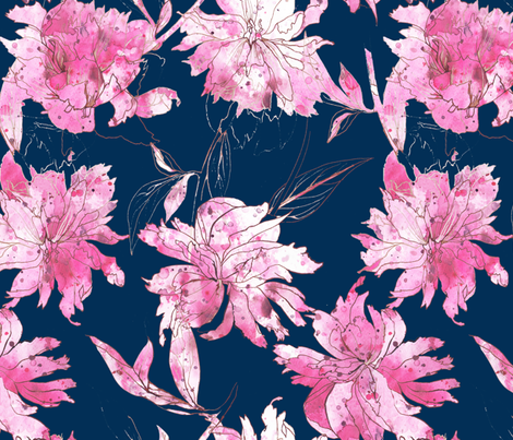 470x403 Peonies Ink Drawing And Watercolor Wallpaper