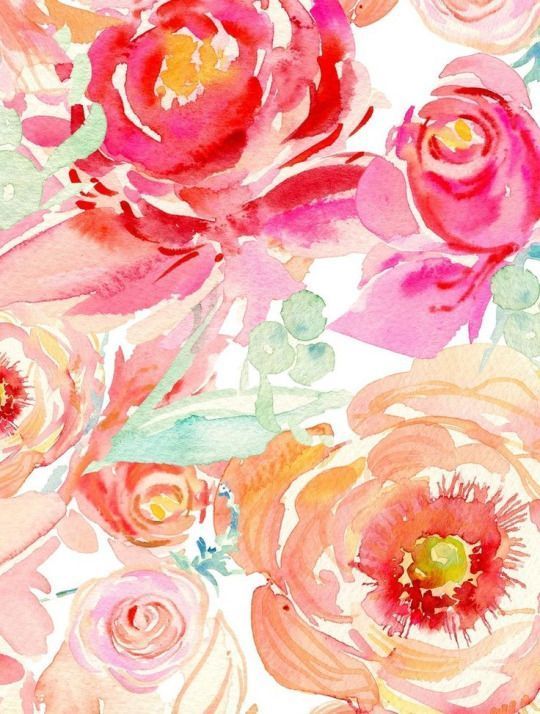 540x714 Wallpaper Porches Floral Flowers Watercolor Roses Watercolors