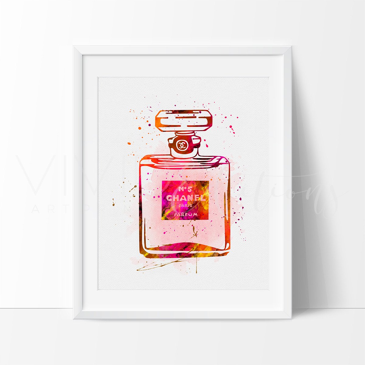 1200x1200 Chanel No. 5 Perfume Bottle Watercolor Art Print Wall Decor Not