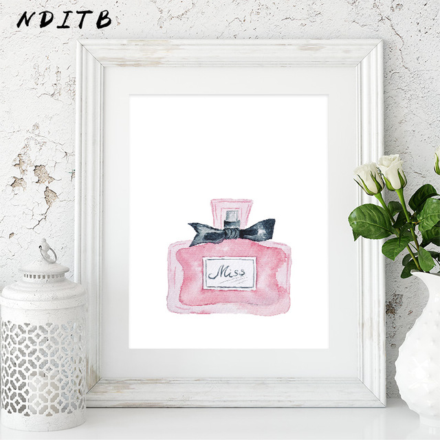 640x640 Nditb Watercolor Perfume Bottle Poster Canvas Art Print Fashion