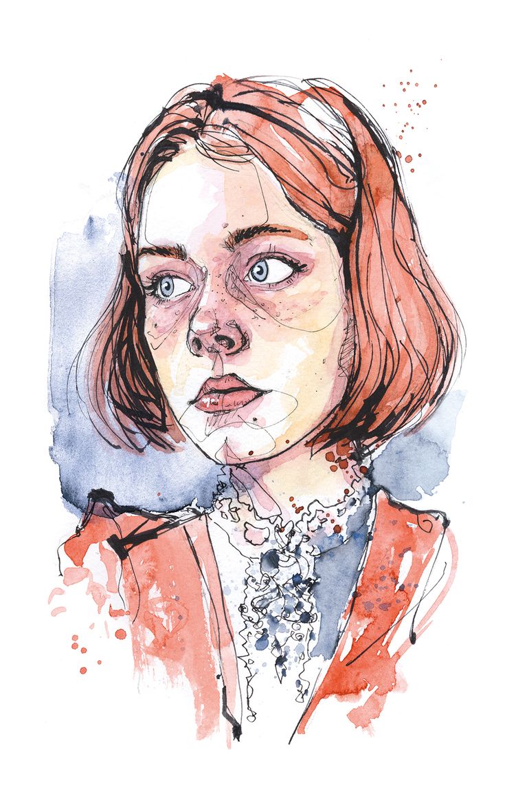735x1177 Collection Of Watercolor Portrait Drawing High Quality, Free