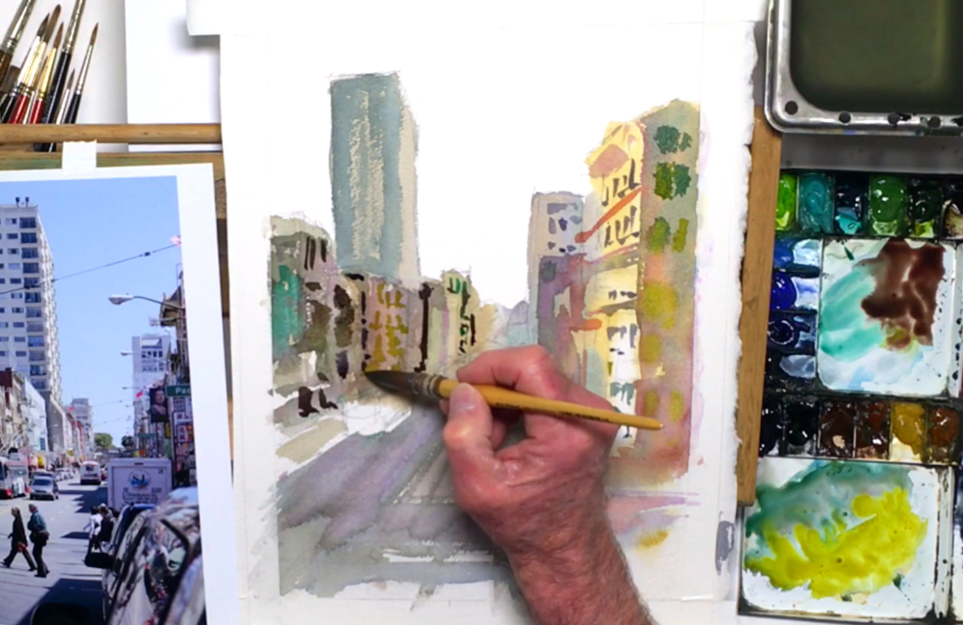 1400x908 Perspective Painting For A Vibrant Watercolor Cityscape Of Chinatown