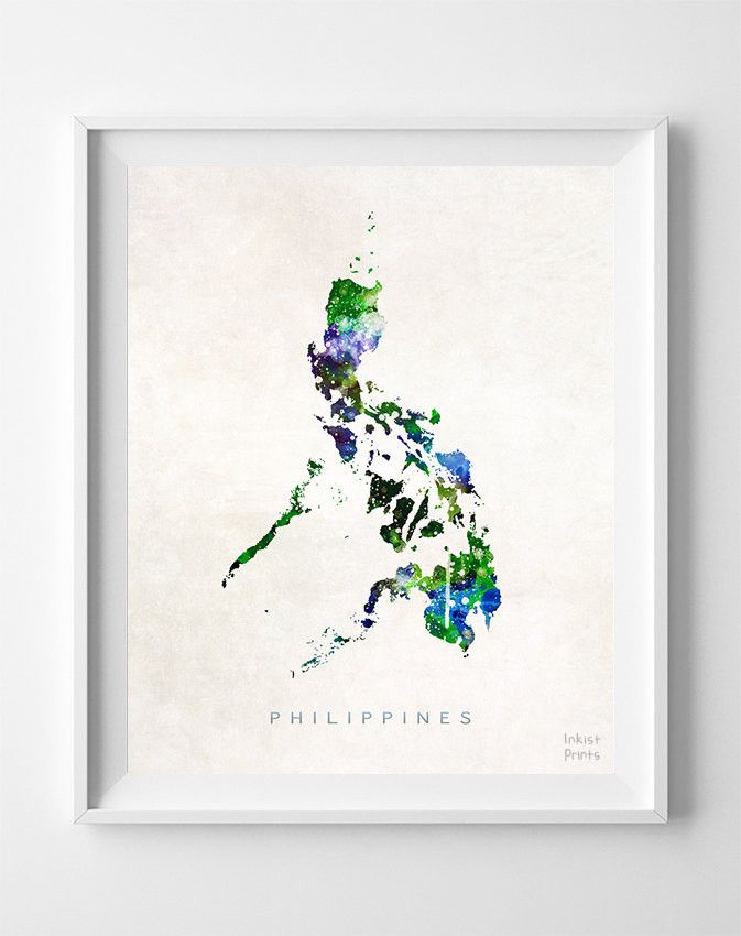 673x850 Philippines Watercolor Map Print Pinas Watercolor
