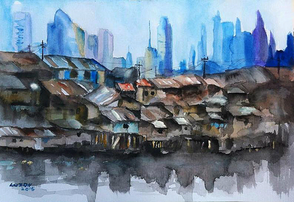 1024x706 Urban Jungle Of The Philippines. Watercolor. 2015 By Danteluzon On
