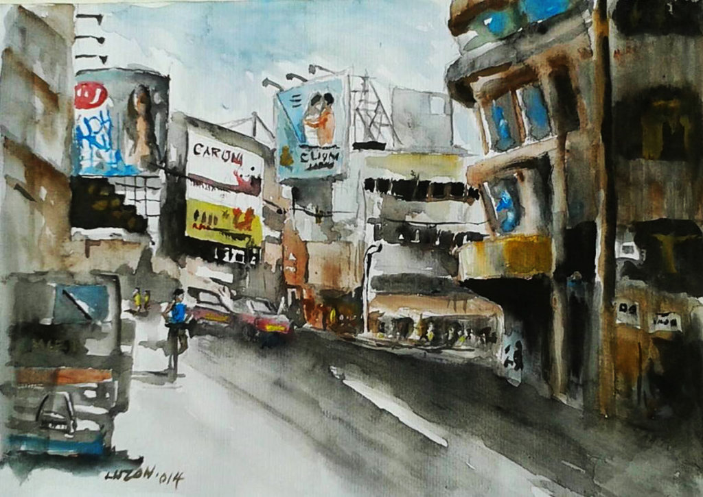 1024x725 Colon St., Cebu City, Philippines. Watercolor By Danteluzon On