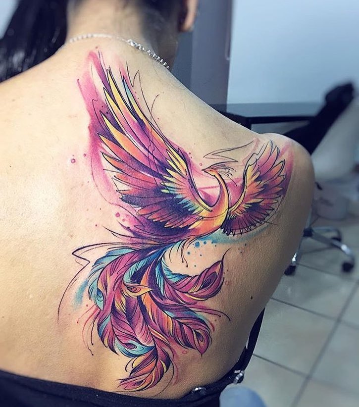 725x822 Watercolor Phoenix Tattoo Artist Adrian